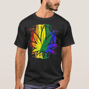 Gay Pride - LGBTQ Stoner - Pot Leaf - Rainbow Flag T-Shirt