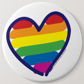 Gay Pride Love Heart 6 Cm Round Badge