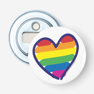 Gay Pride Love Heart Bottle Opener
