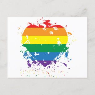 Gay Pride Love Heart Invitation Postcard