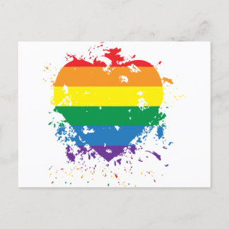 Gay Pride Love Heart Invitation Postcard