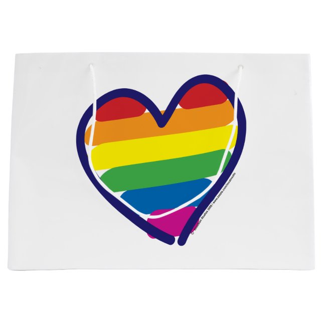 Gay Pride Love Heart Large Gift Bag (Front)