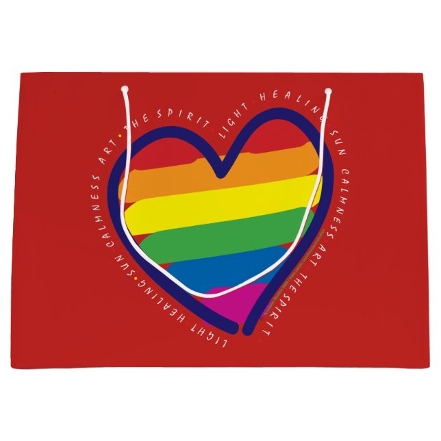 Gay Pride Love Heart Large Gift Bag (Front)
