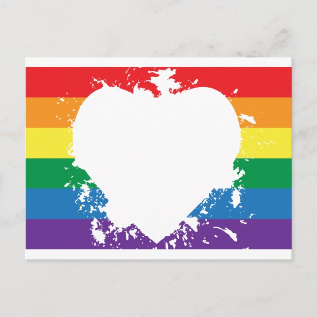 Gay Pride Love Heart Postcard (Front)