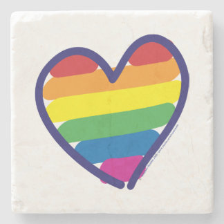 Gay Pride Love Heart Stone Coaster