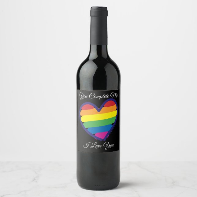 Gay Pride Love Heart Wine Label (Front)