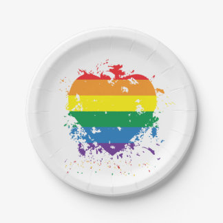 Gay Pride Love Hearts Paper Plate