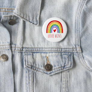 Gay Pride Love Wins LGBT Rainbow 6 Cm Round Badge