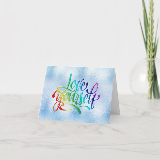 Gay Pride Love Yourself Greeting Card (Front)