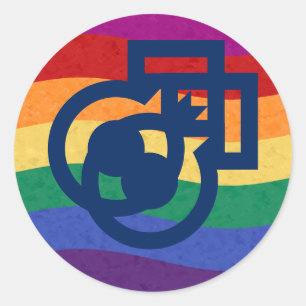 Gay Pride Male Gender Symbol Rainbow Classic Round Sticker