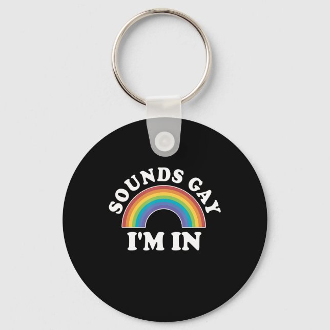 Gay Pride Men Women LGBT Rainbow Sounds Gay Key Ring (Front)
