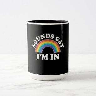 Gay Pride Men Women LGBT Rainbow Sounds Gay Two-Tone Coffee Mug