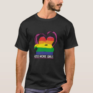 Gay Pride Month LGBTQ LGBT Rainbow Flag Kiss More  T-Shirt