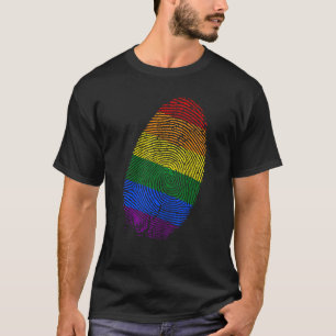Gay Pride Month Rainbow Flag Fingerprint Queer Les T-Shirt