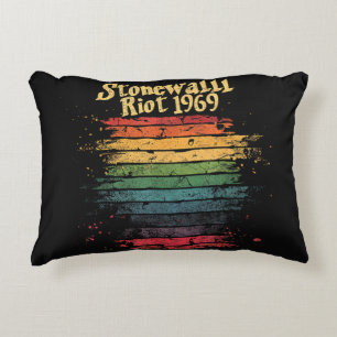 Gay Pride Month Rainbow Flag Stone wall Riot 1969 Decorative Cushion