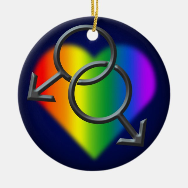 Gay Pride Ornament Personalised Man Love Gifts (Front)