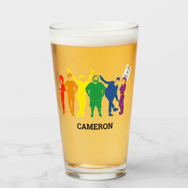 Gay Pride Parade Illustration Personalised Glass (Front Filled)