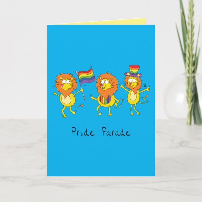 Gay Pride Parade LGBTQ Lions Big Cats Card (Front)