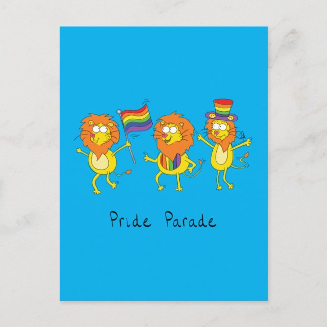 Gay Pride Parade LGBTQ Lions Big Cats Postcard (Front)