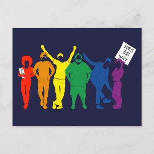 Gay Pride Parade Rainbow Coloured People Postcard