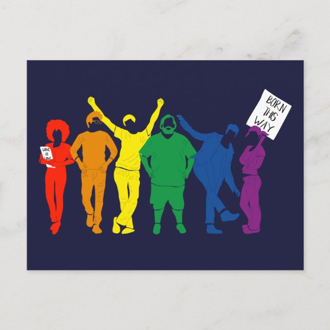 Gay Pride Parade Rainbow Coloured People Postcard (Front)