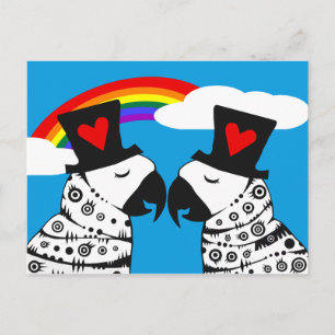 Gay Pride Parrots with Rainbow Postcard