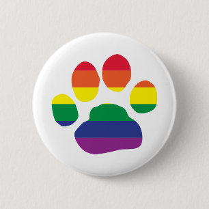 Gay-Pride-Paw-Print 6 Cm Round Badge