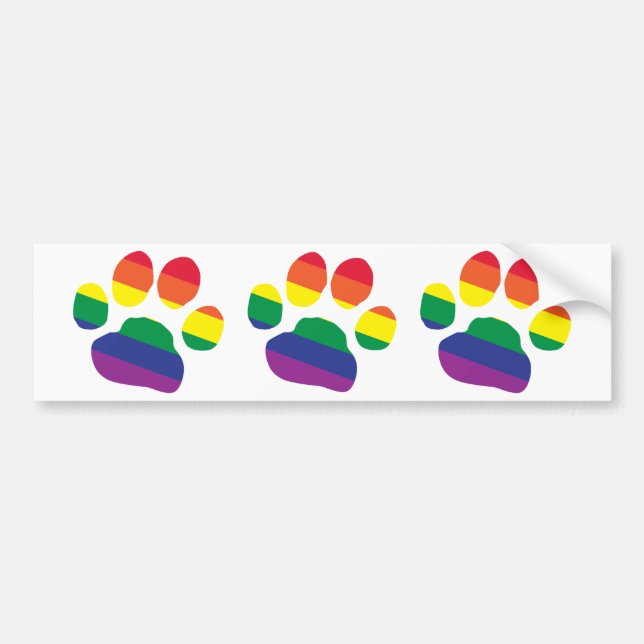 Gay-Pride-Paw-Print Bumper Sticker (Front)