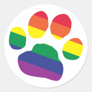 Gay-Pride-Paw-Print Classic Round Sticker