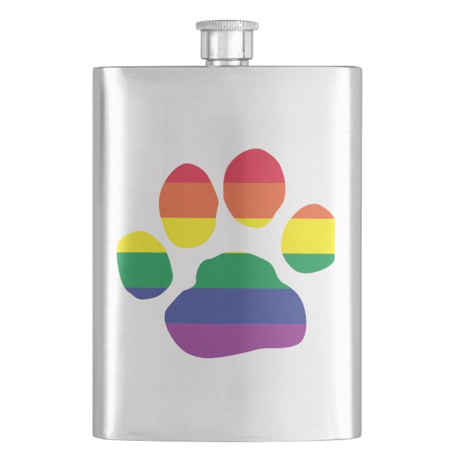Gay-Pride-Paw-Print Hip Flask (Front)
