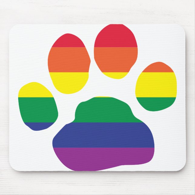 Gay Pride Paw Print Mouse Mat (Front)