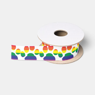 Gay-Pride-Paw-Print Satin Ribbon