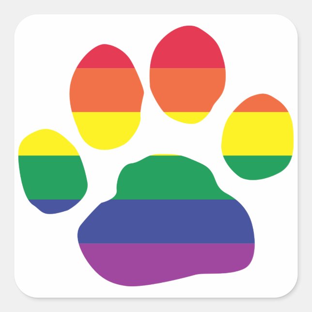 Gay-Pride-Paw-Print Square Sticker (Front)
