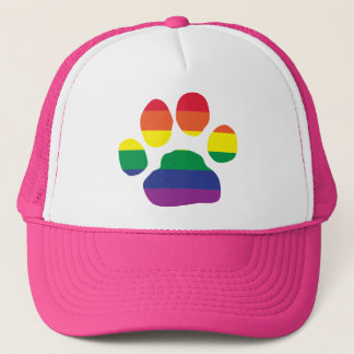 Gay-Pride-Paw-Print Trucker Hat
