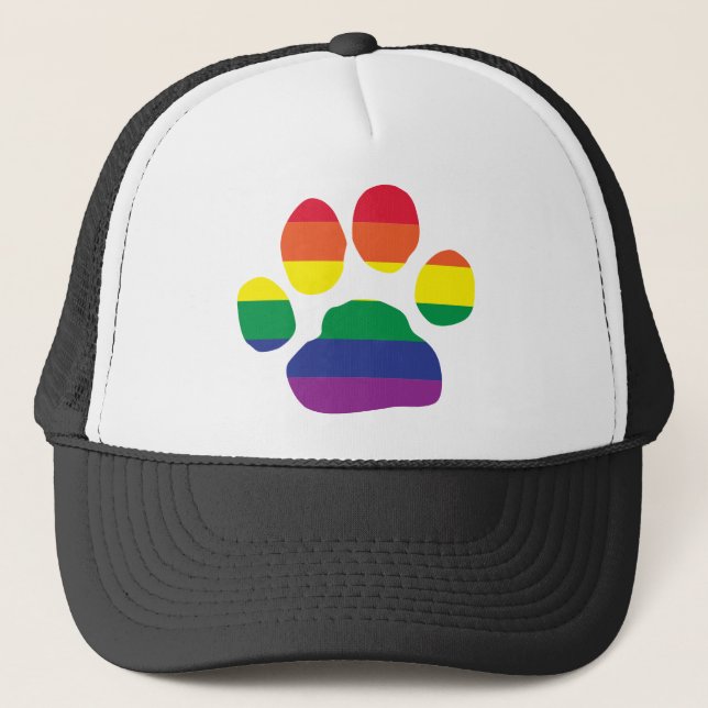 Gay Pride Paw Print Trucker Hat (Front)