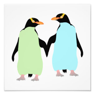 Gay Pride Penguins Holding Hands Photo Print