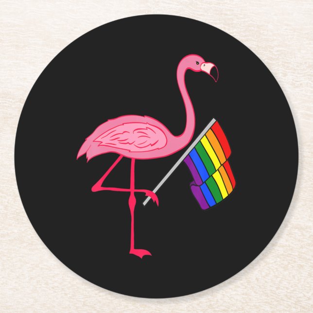 Gay Pride Pink Flamingo Lgbt Pride Month Gifts Round Paper Coaster (Front)