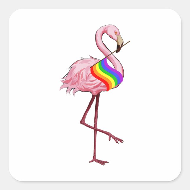 Gay Pride Pink Flamingo Lgbt Pride Month  Gifts Square Sticker (Front)