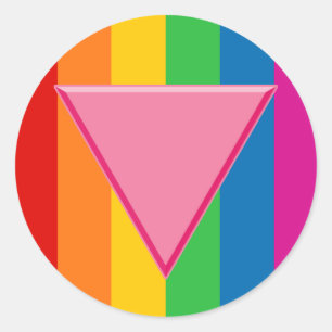 Gay Pride Pink Triangle Classic Round Sticker