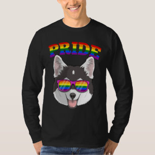 Gay Pride Pomsky Dog Husky Mixed Pomeranian With L T-Shirt