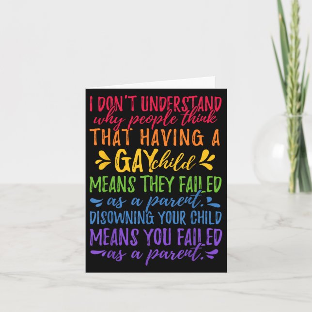 Gay Pride - Proud Parent Mom Dad Parenting Quote  Card (Front)