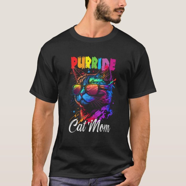 Gay Pride Purride Cat Mother LGBT Pride Month Cute T-Shirt (Front)