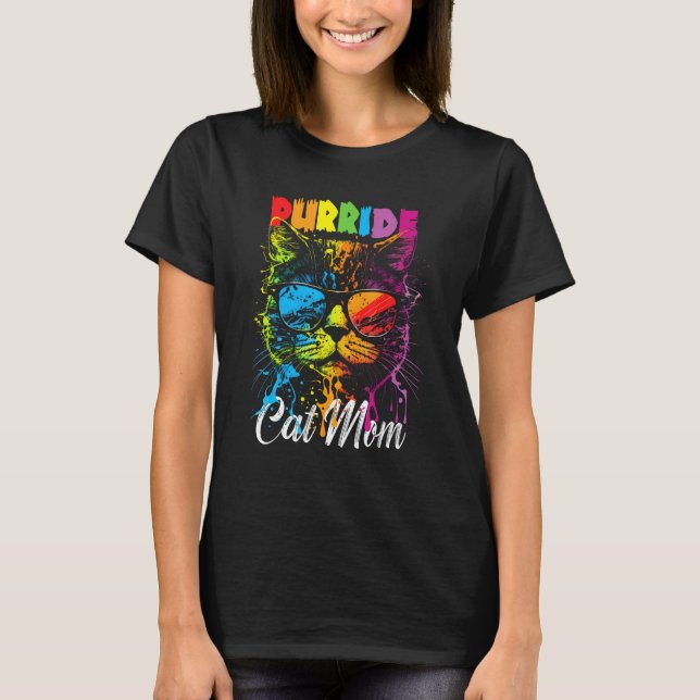 Gay Pride Purride Cat Mother LGBT Pride Month Cute T-Shirt (Front)