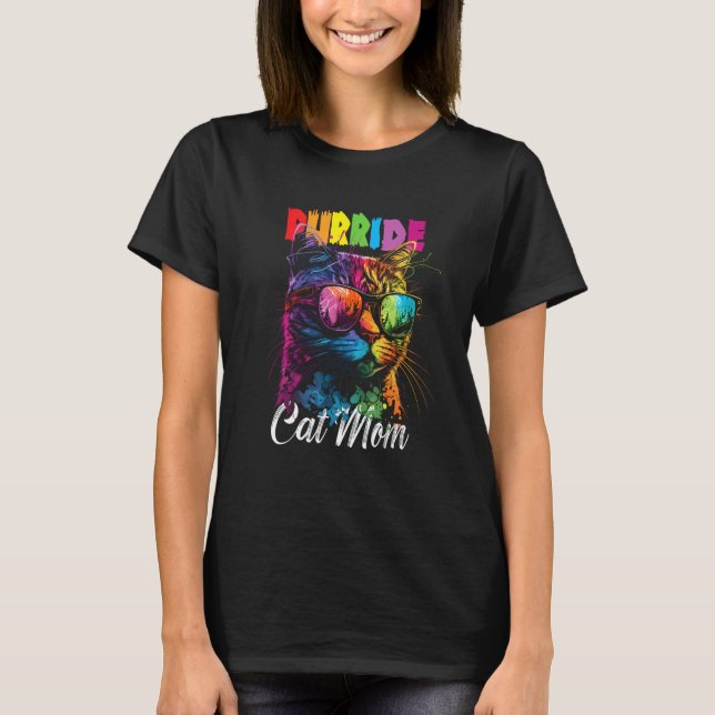 Gay Pride Purride Cat Mother LGBT Pride Month Cute T-Shirt (Front)