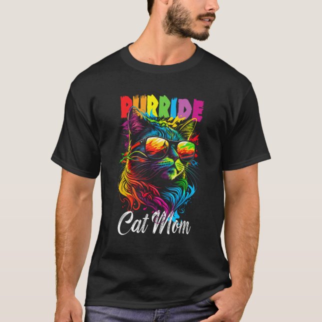 Gay Pride Purride Cat Mother LGBT Pride Month Cute T-Shirt (Front)