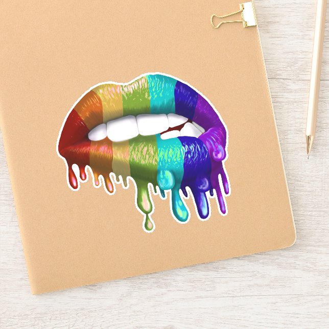 Gay Pride Rainbow Biting Lips  (Notebook)