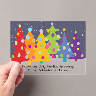 Gay Pride Rainbow Christmas Trees LGBT Acrylic Invitations