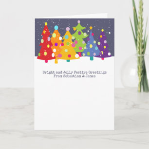Gay Pride Rainbow Christmas Trees LGBT Holiday Card