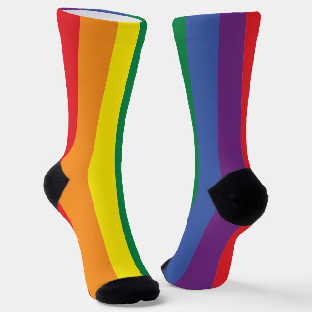 Gay pride rainbow colourful LGBT Socks (Angled)