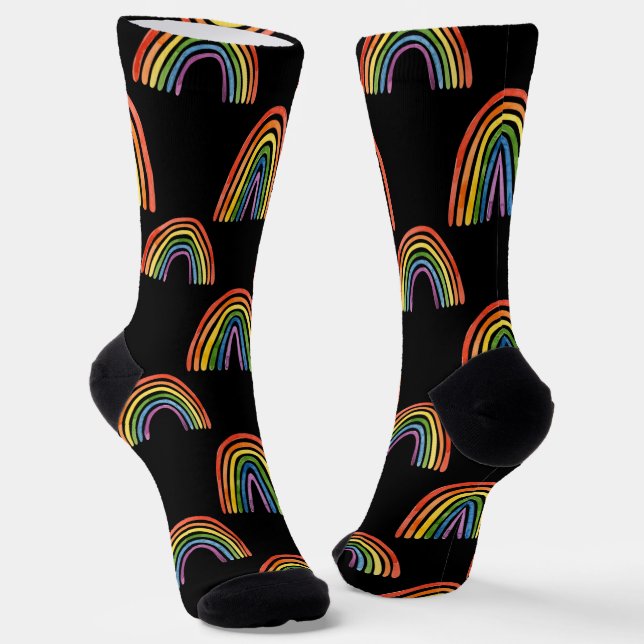 Gay pride rainbow colourful LGBT Socks (Angled)